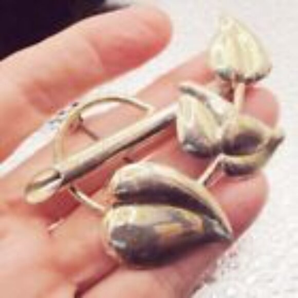 NAPIER ANTIQUE 1940S DECO STERLING PHILODENDRON LEAVES LARGE BROOCH PIN 13 - Picture 3 of 6